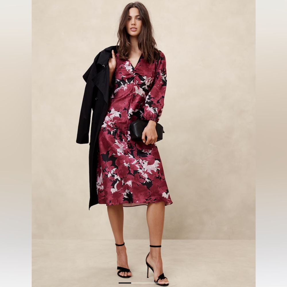 Banana Republic Factory Silky Column Midi Dress - 12 - Picture 1 of 6